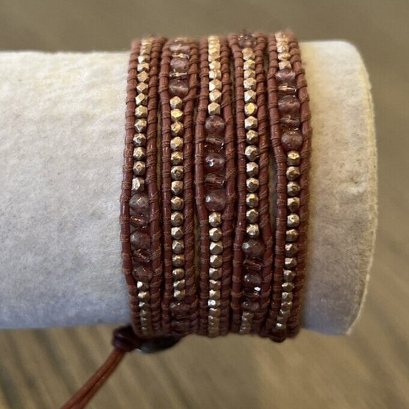 New Authentic Chan Luu Strawberry Quartz Mix Five Wrap Bracelet - Picture 1 of 4